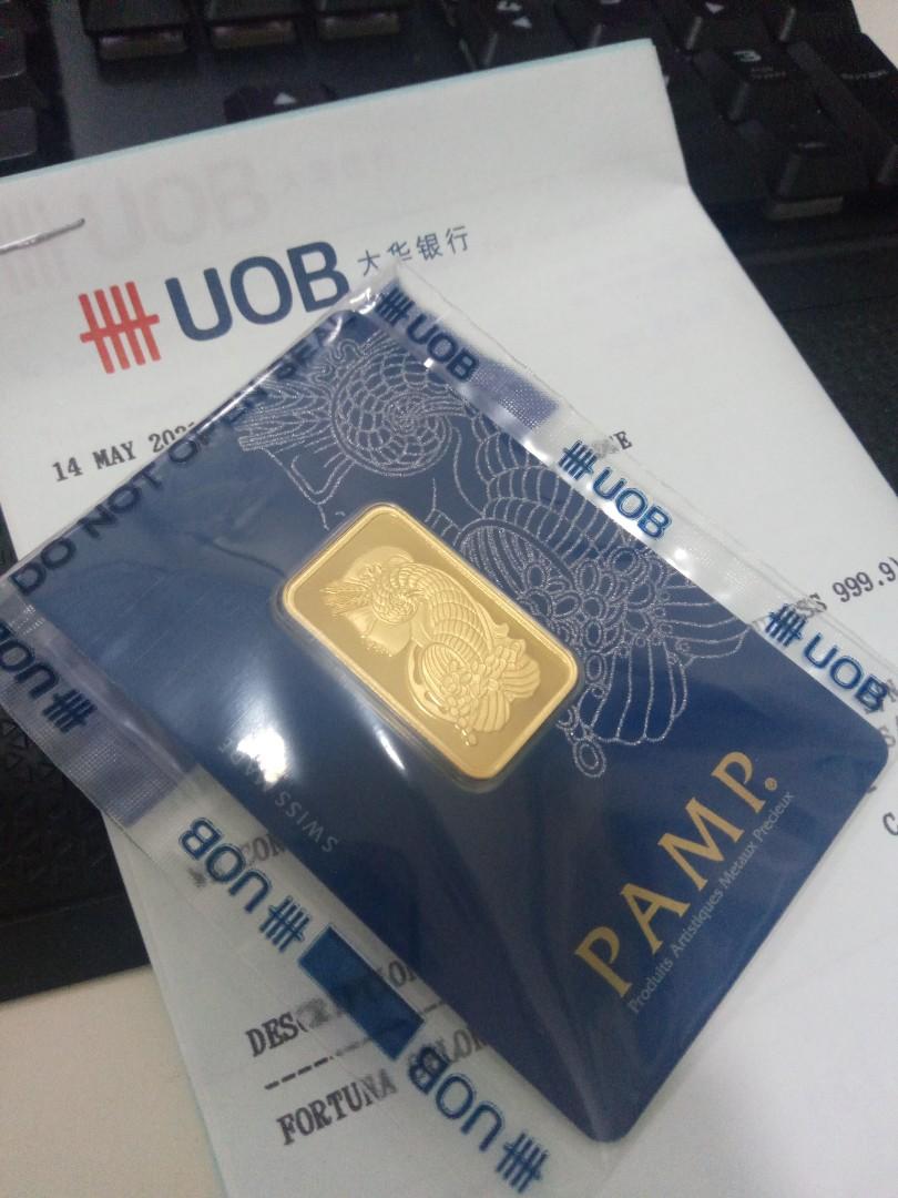 Pamp 20g gold bar w UOB receipt, Hobbies & Toys, Memorabilia