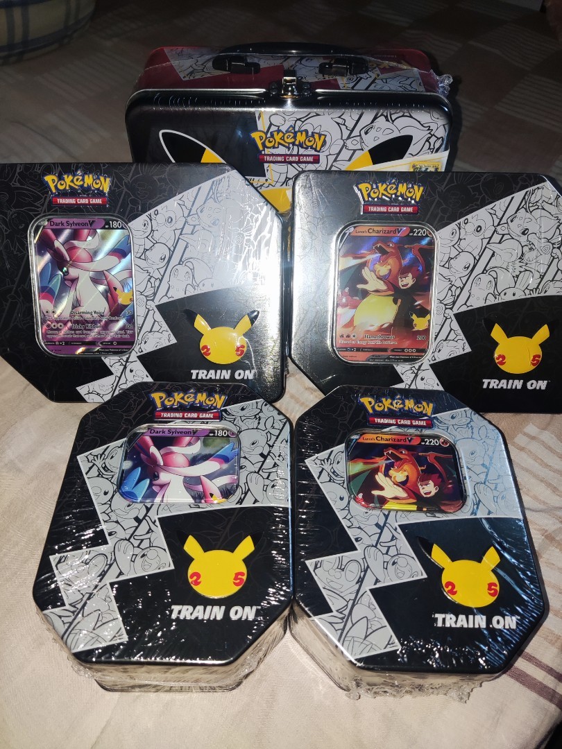 Pokemon celebration collectors chest lance charizard v tin dark sylveon