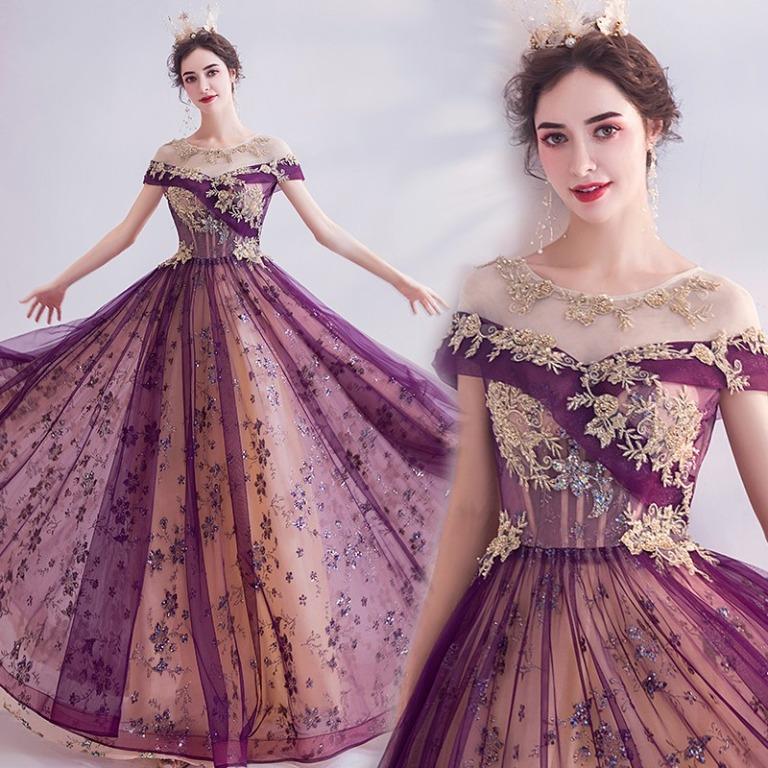 Purple gold hotsell prom dress