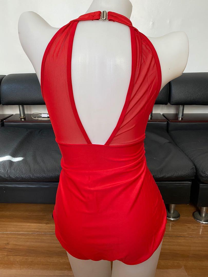 Red one piece swimsuit (amazon), Women's Fashion, Swimwear, Bikinis