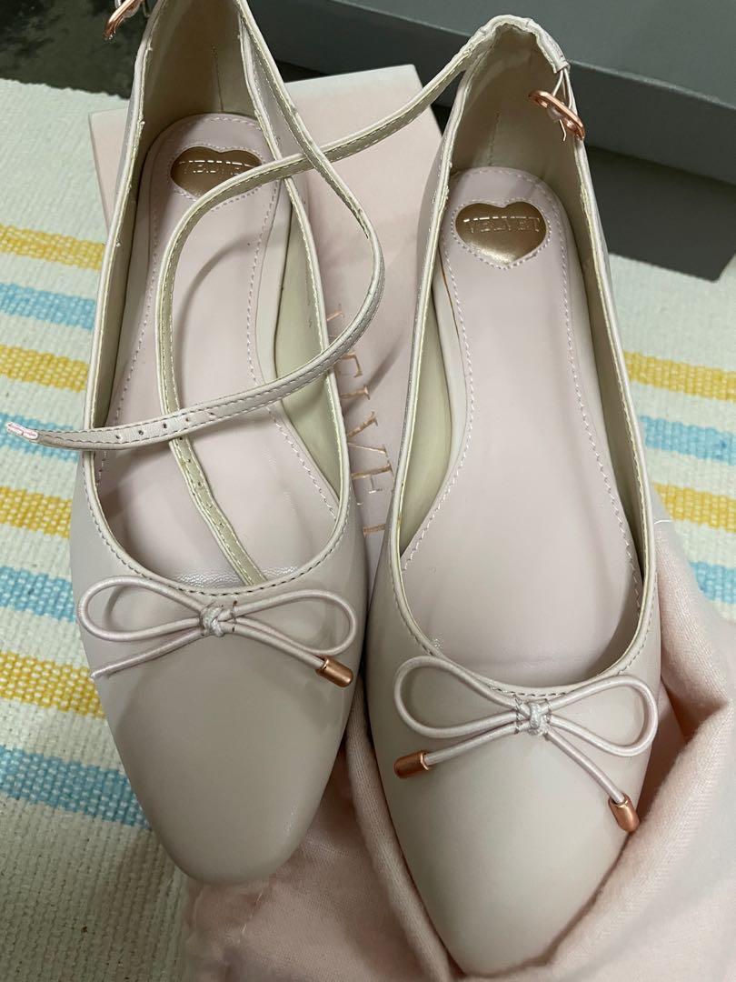 Red velvet Ankle Strap Ballet Flats 
