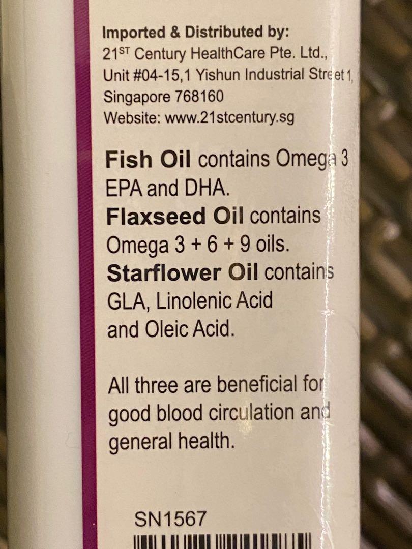 Reflux free Triple Omega 3 6 9 21st century, Health & Nutrition, Health