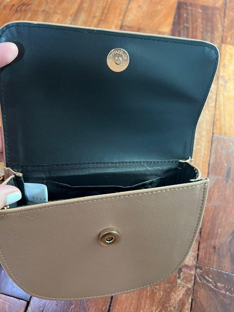 REGATTA CROSSBODY BAG BROWN TAN WITH GOLD HARDWARES, Women's Fashion