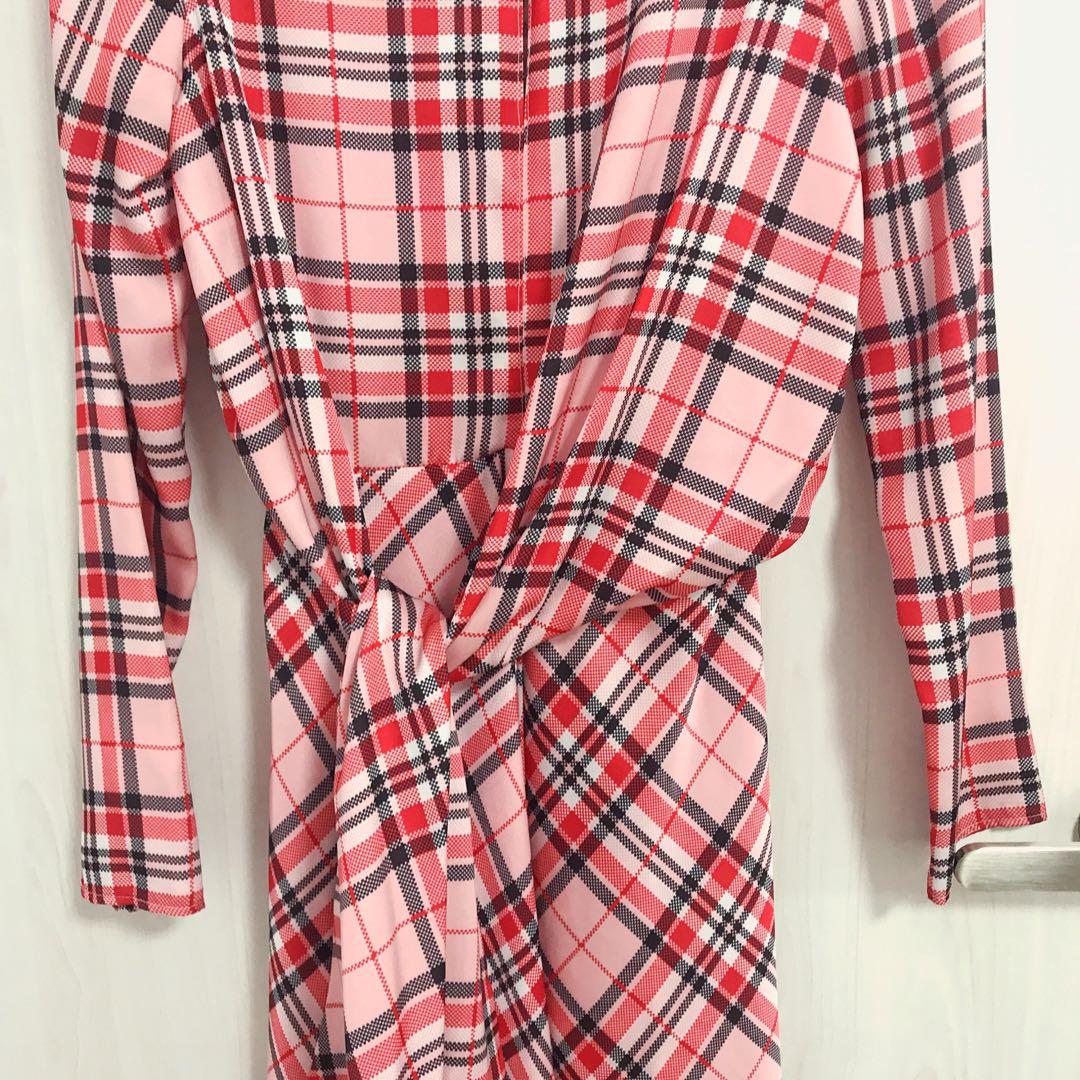 Red tartan on sale midi dress