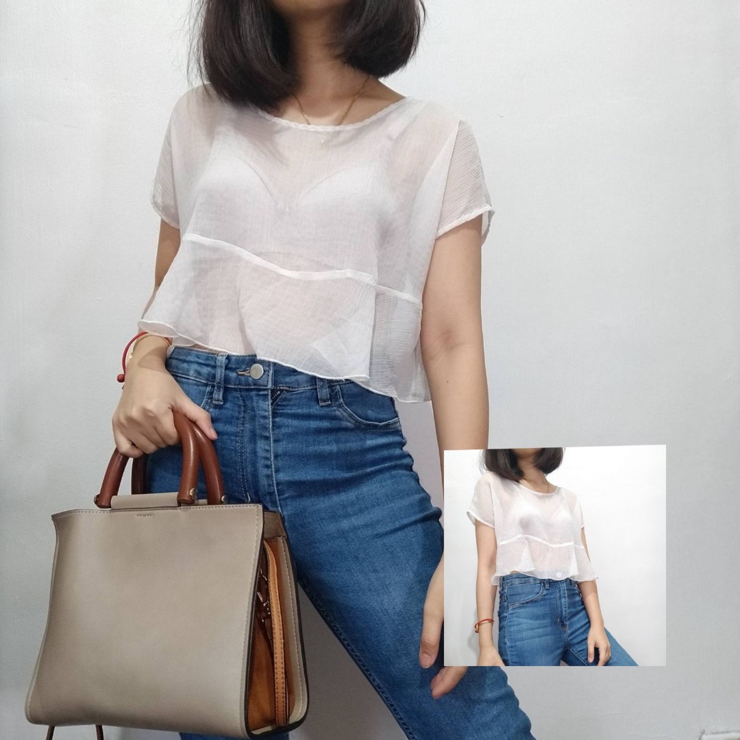 SHEER WHITE TOP BEACH COVER UP (BUY 3 FOR 500), Women's Fashion, Tops — free download