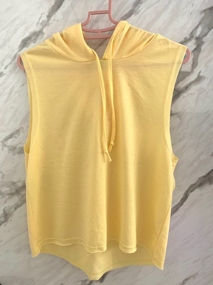 Sleeveless Yellow Hoodie Women s Fashion Tops Other Tops on