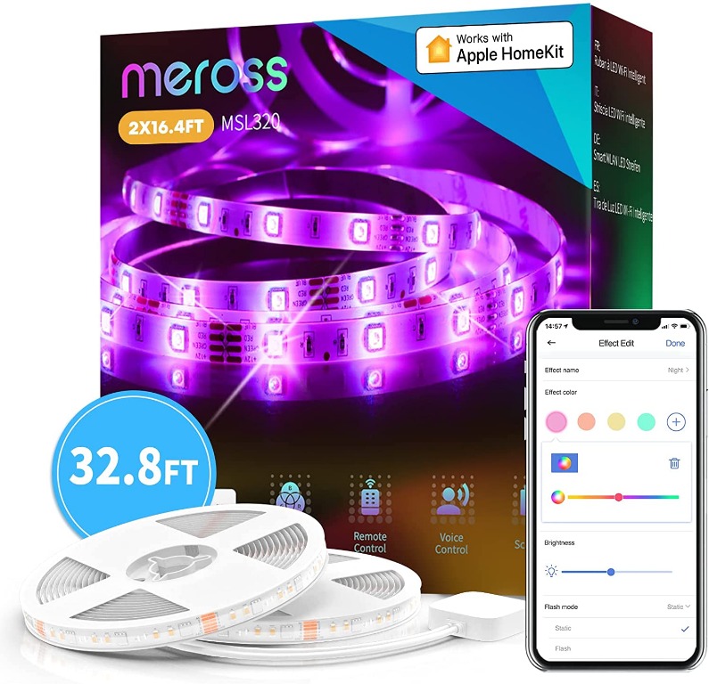 Smart LED Strip Lights Works with Apple HomeKit, 32.8ft WiFi RGB Strip
