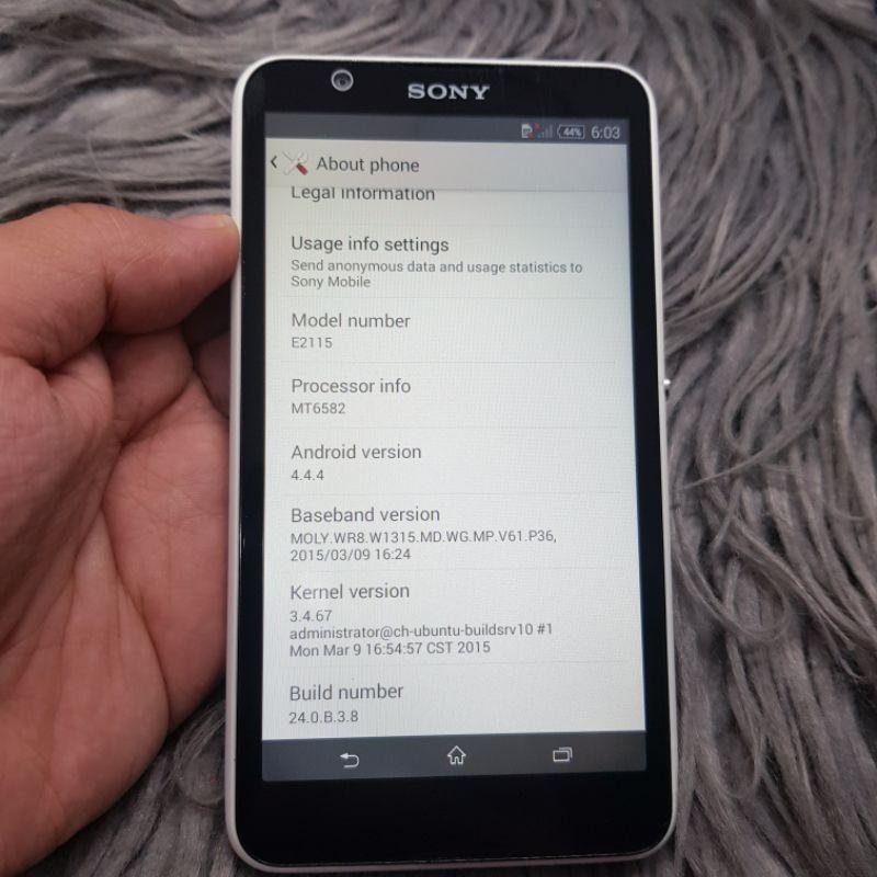 Sony Xperia E4 Dual E2115 Unit and Box Only *35742 (Category: Sony) located in Manila. Submitted by mikaaaaaaaa (Listing ID 1148123194, Image 2). Description: Sony Xperia E4 Dual E2115 Unit and Box Only *35742 8GB ROM | 1GB RAM Color: White 5 Inches IPS LCD Display 2,300 mAh Li-Ion Battery NTC Approved 100% Original 100% Local Released Good Unit | Good as New.
