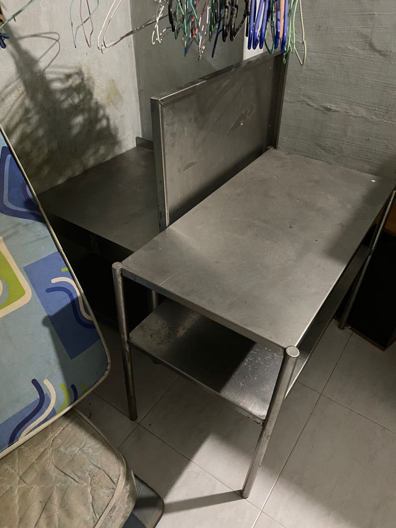 Stainless steel table and rack, Furniture & Home Living, Furniture ...