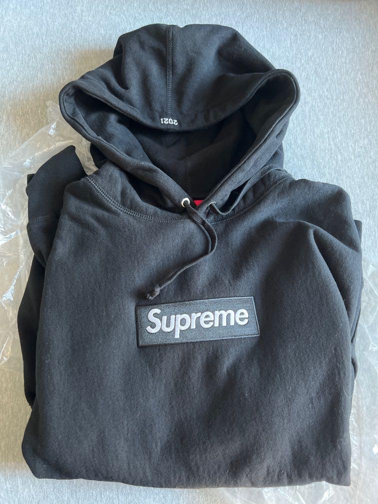 Supreme box logo hooded sweatshirt black 2021, 男裝, 上身及套裝, 衛衣- Carousell