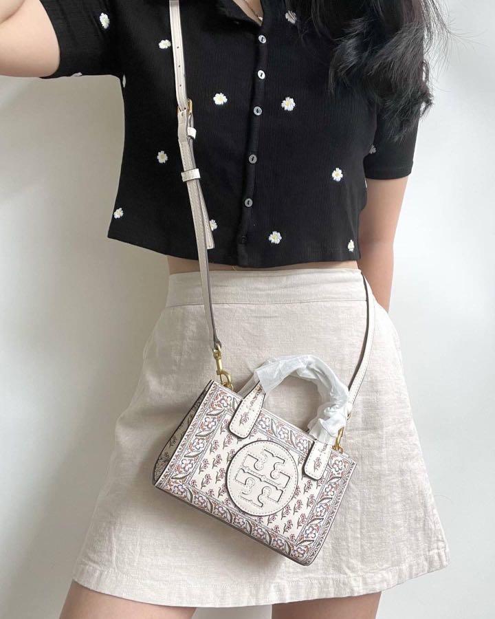 Tory burch ella printed leather micro totebag