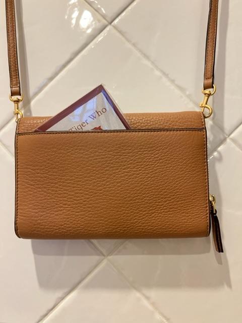TORY BURCH McGraw Flat Wallet Crossbody Pebbled leather in Tan AUTHENTIC GENUINE