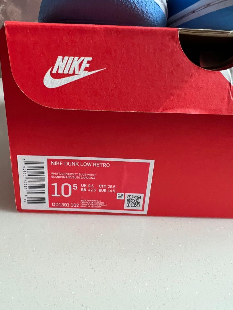 US10.5 Nike Dunk Low UNC 2021