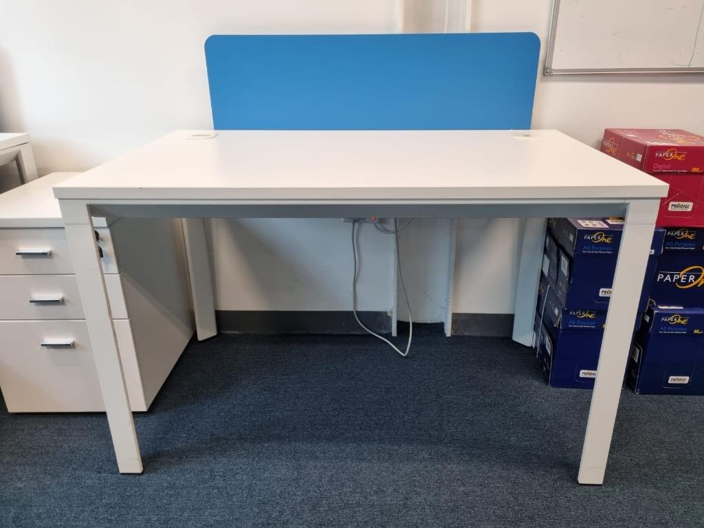 White Office Tables with Lockers (5 tables for sale), Furniture & Home