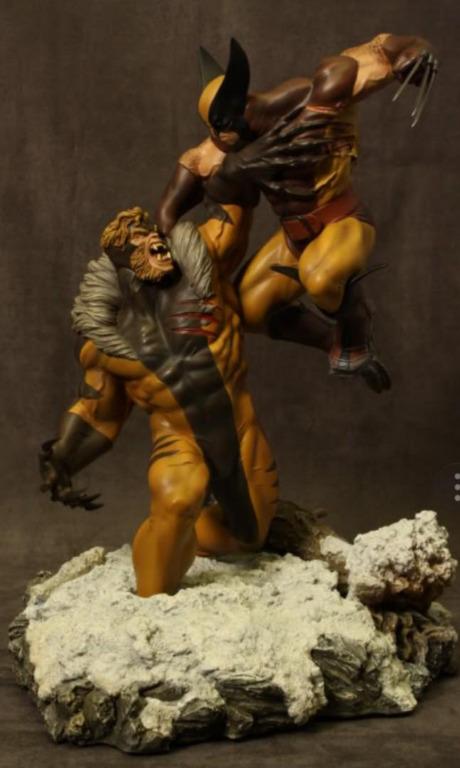 Wolverine vs. Sabretooth Sideshow Diorama (Category: Figurines & Statues) located in Quezon City. Submitted by jhonquel (Listing ID 1148106814, Image 2). Description: Sideshow collectible diorama Wolverine vs. Sabretooth Exclusive edition. Exclusive head replacement for Logan (wolverine) unmasked. Limited/numbered release around the world. Complete and in very good condition. Print box and shipping box. Stock and promotional photo in post. No tra