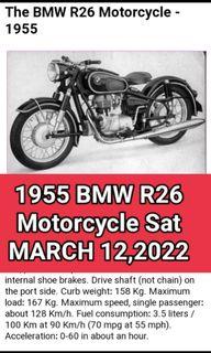 ©️1955 BMW R26 Motorcycle Sat MARCH 12,2022 Postcard Only