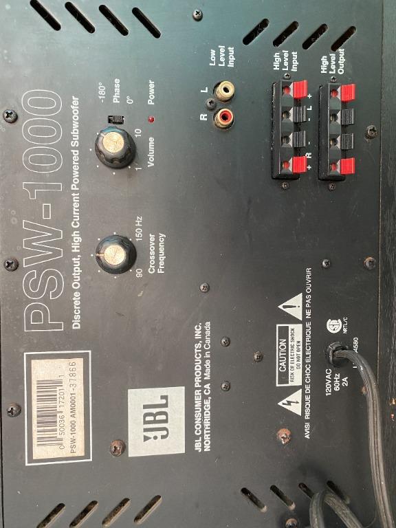 美國 JBL PSW1000 主動式重低音音響 喇叭 10吋單體 外表還不錯 聲音也漂亮又震撼加拿大製造, 耳機及錄音音訊設備