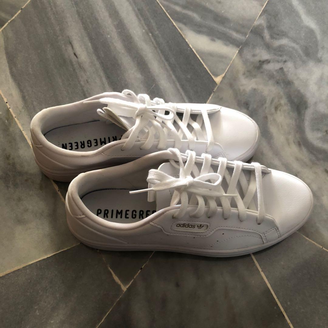 VeliNew Adidas Sleek Shoes Womens White Sneakers Primegreen