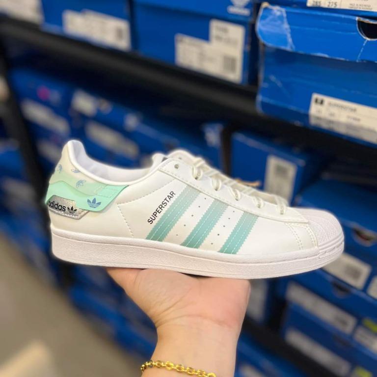 Adidas superstar womens hotsell white and green