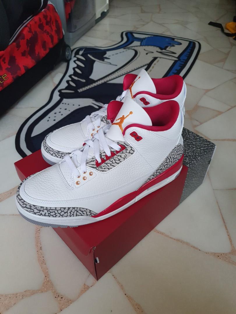 Red and white jordan 3s store