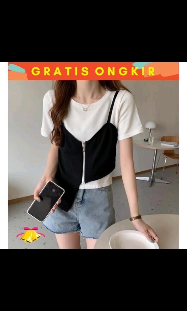 Atasan casual knit top, Fesyen Wanita 
