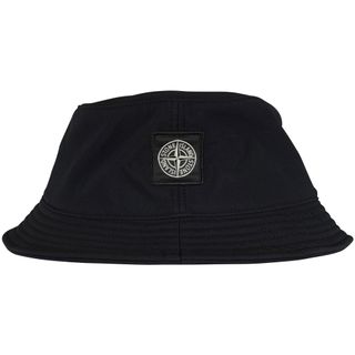 Stone island black logo bucket hat 