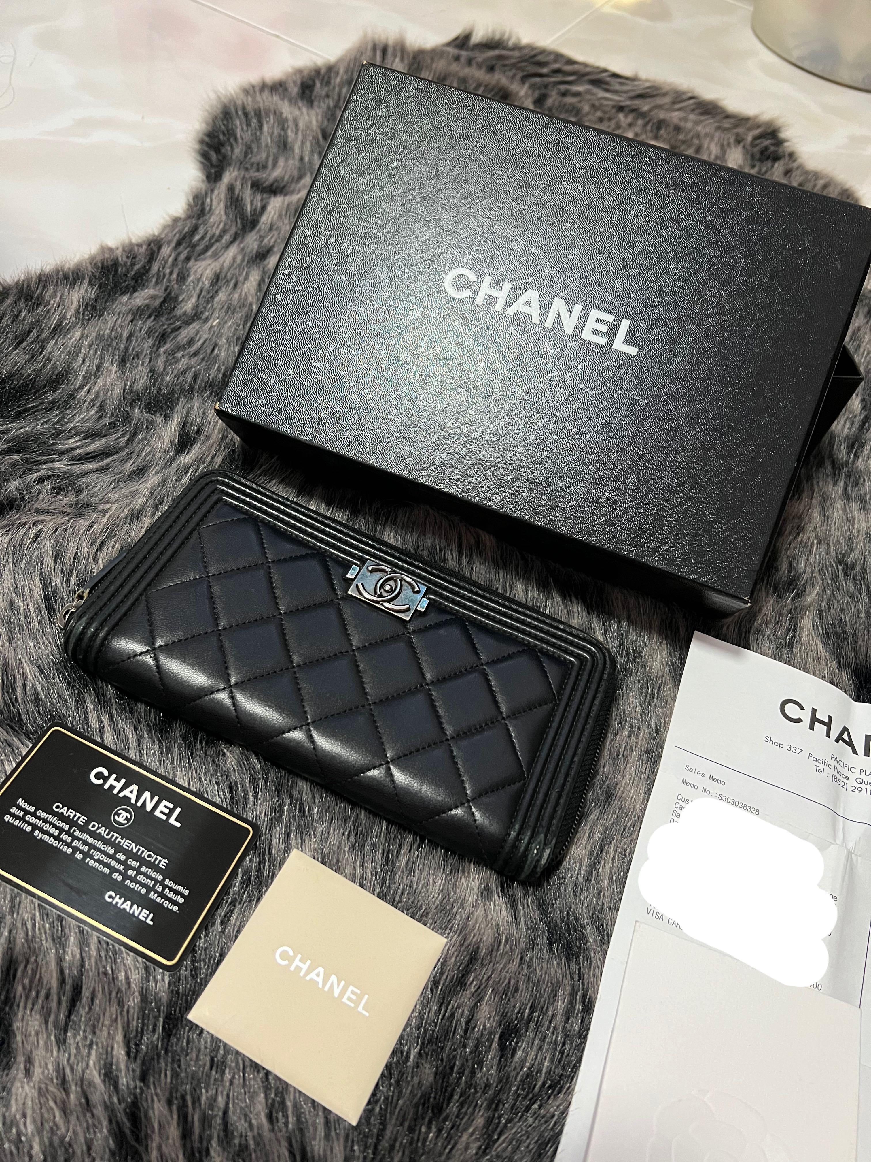 Boy Chanel Long Zipped Wallet Lambskin Men S Fashion Watches Accessories Wallets Card Holders On Carousell