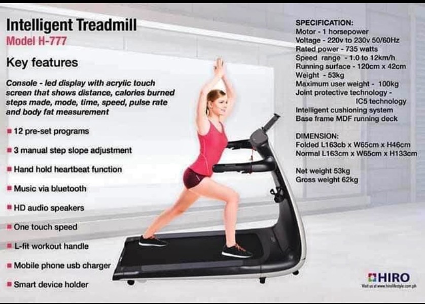 Hiro store treadmill price