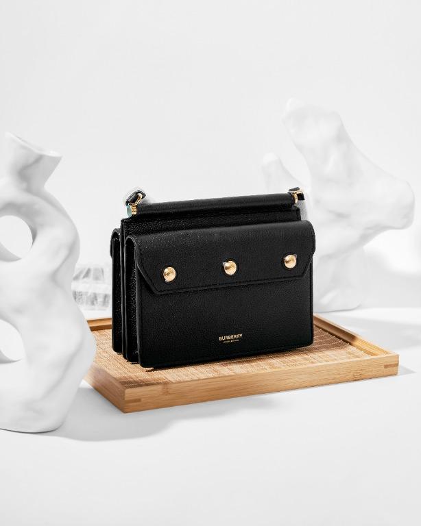 BURBERRY Mini Title Pocket Grainy Leather Crossbody Bag
