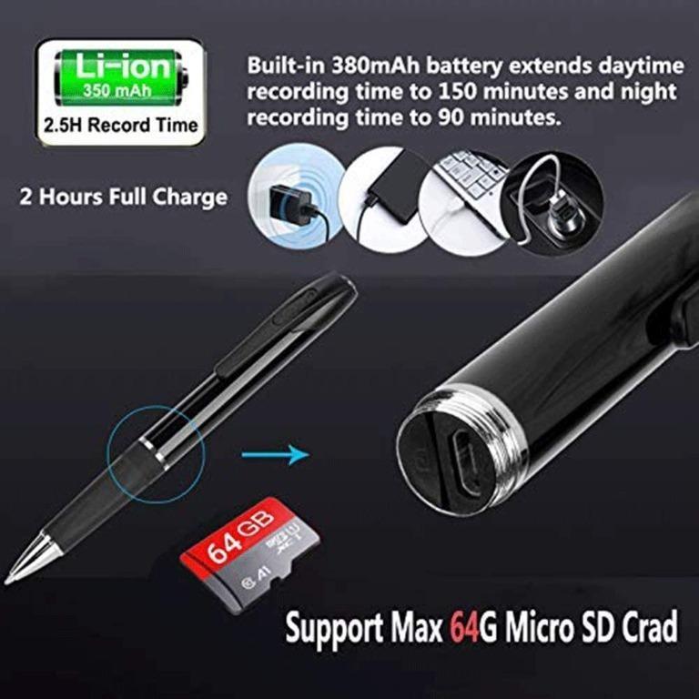 Spy Camera Hidden Camera Spy Pen Nanny Cam Full HD 1080P with 32GB Pen  Camera [ Loop