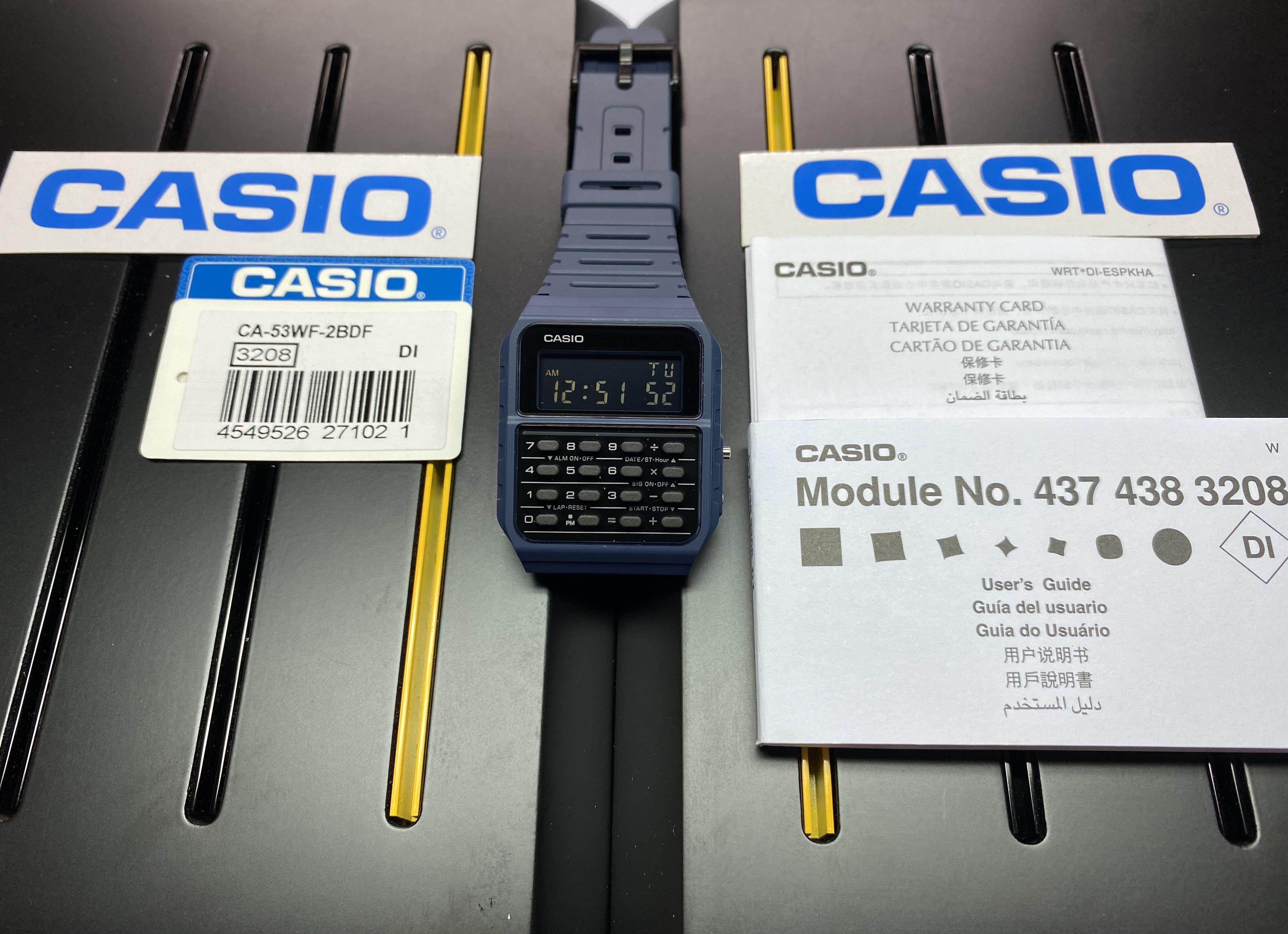 Casio Ca 53wf 2b Calculator Watch Ca53wf 2b Vintage Digital Quartz Ca53 Blue Brand New Men S Fashion Watches Accessories Watches On Carousell