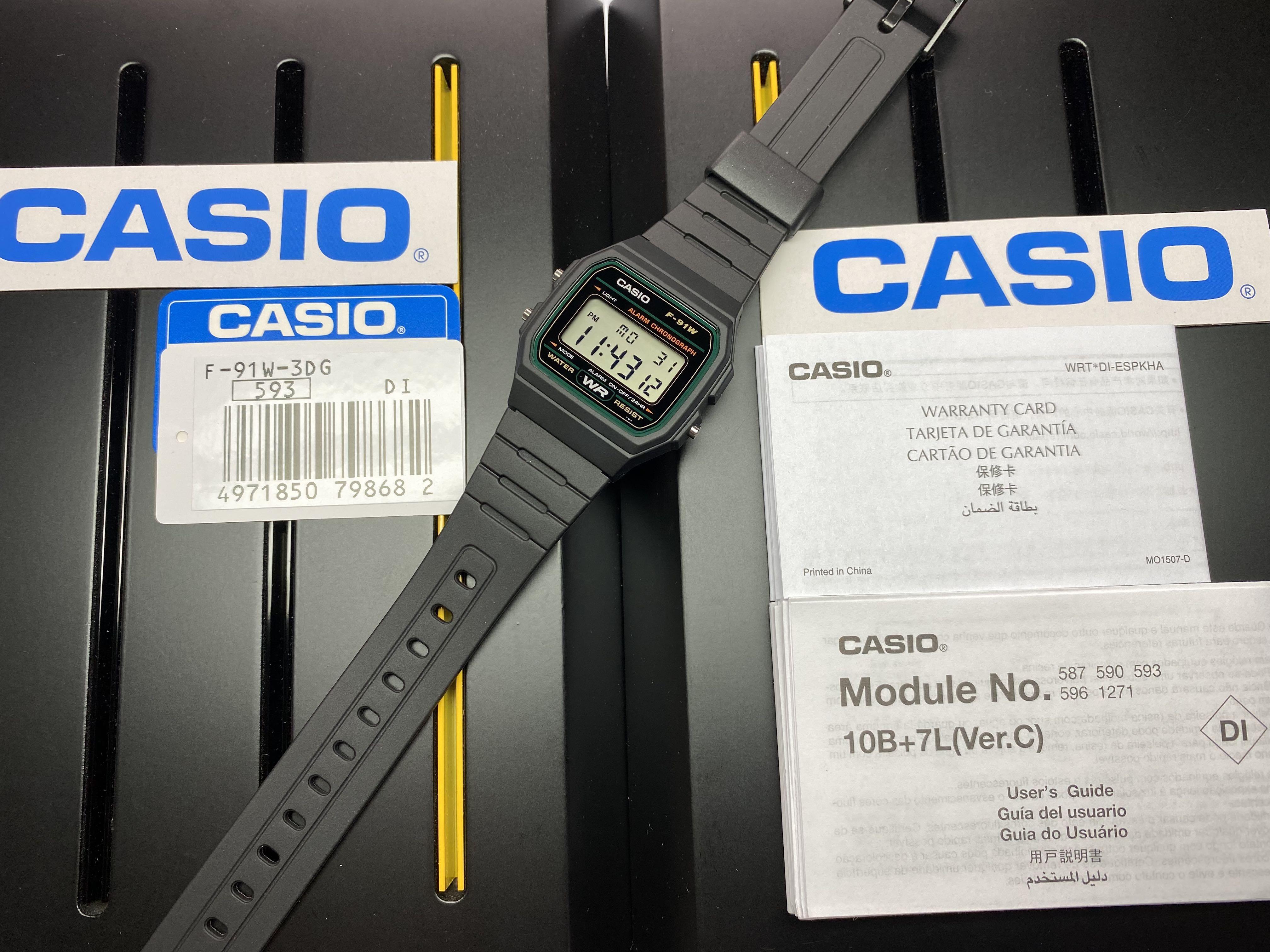 CASIO F91W-3DG Classic Digital Black Resin Chronograph Alarm Sport Watch