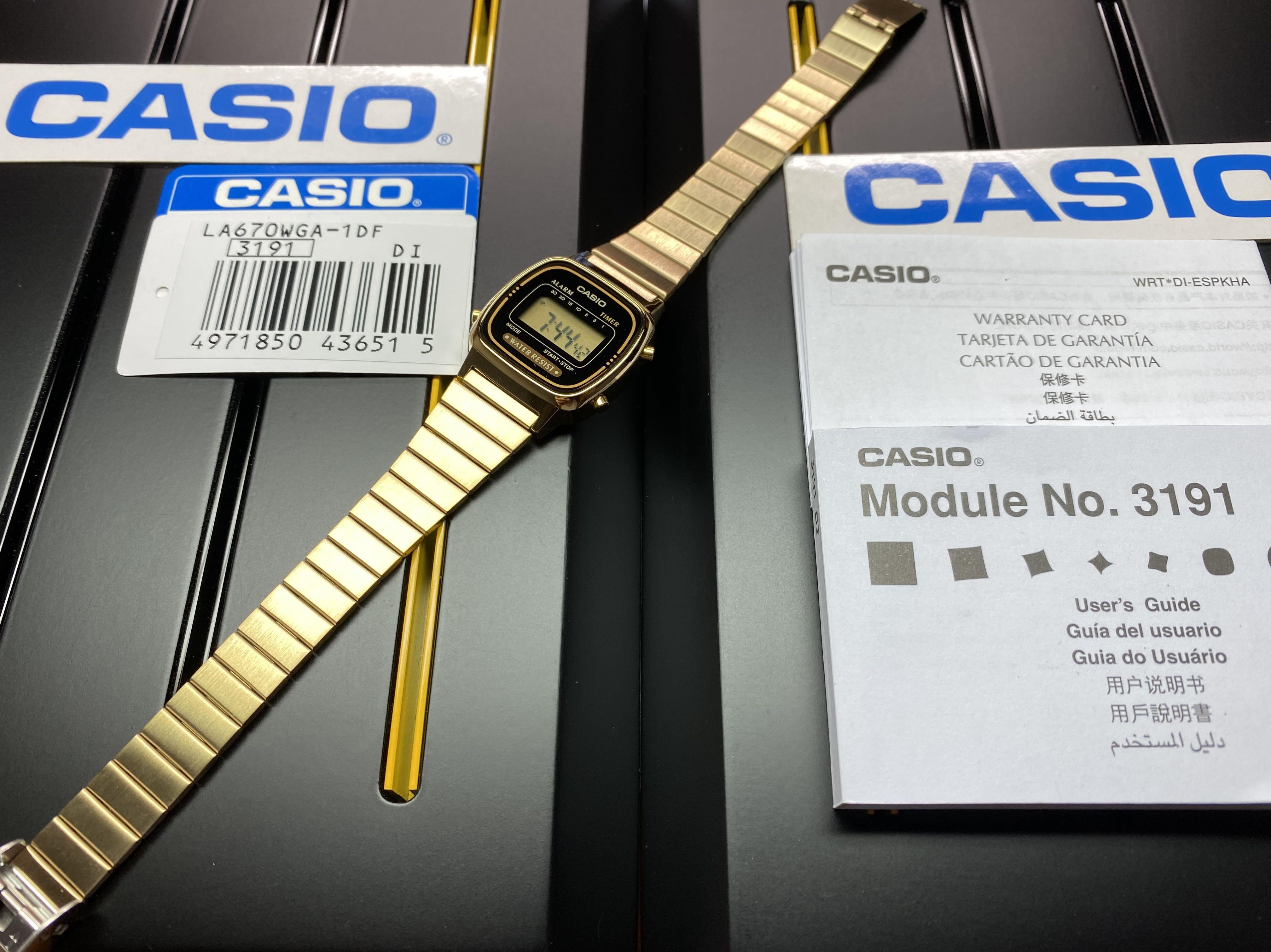 Casio Vintage LA670 Digital Quartz LA670WGA1DF Black Dial, Women's Fashion, Watches