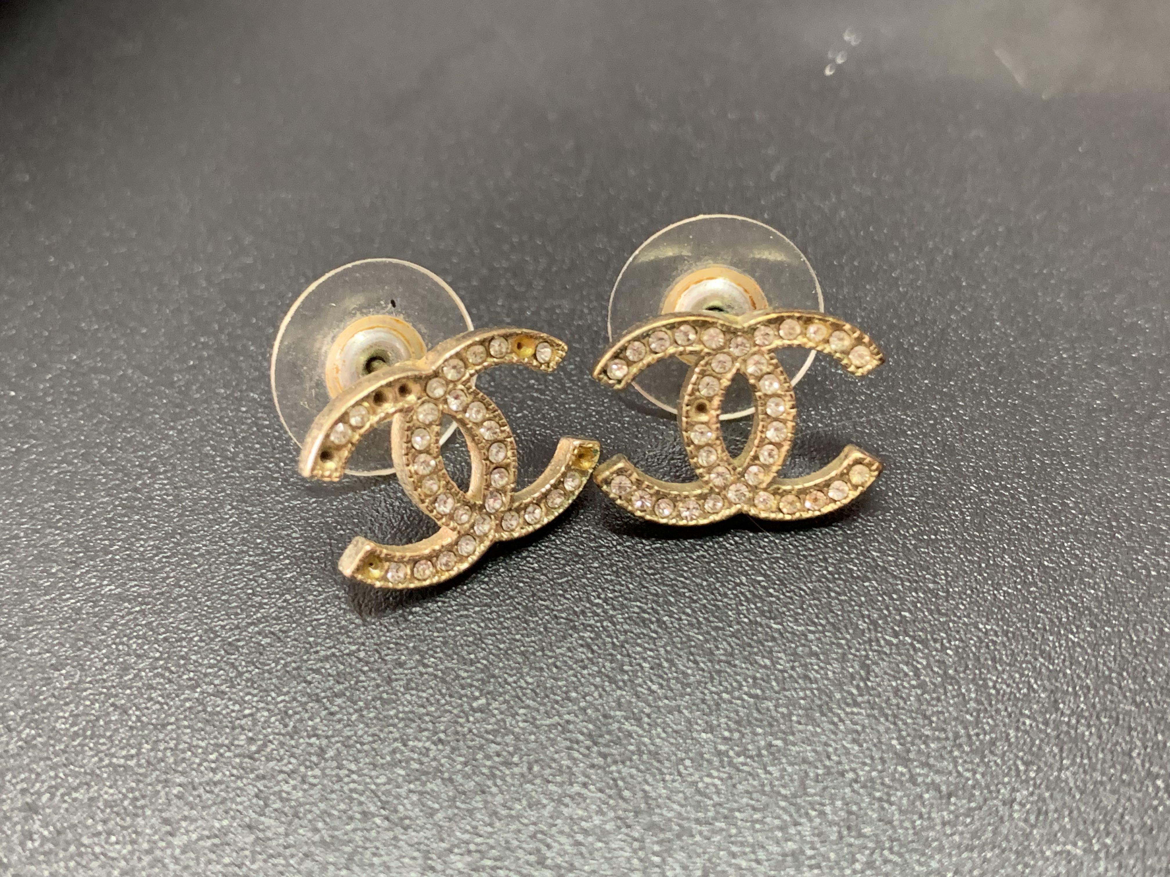 Cc chanel stud earrings on sale