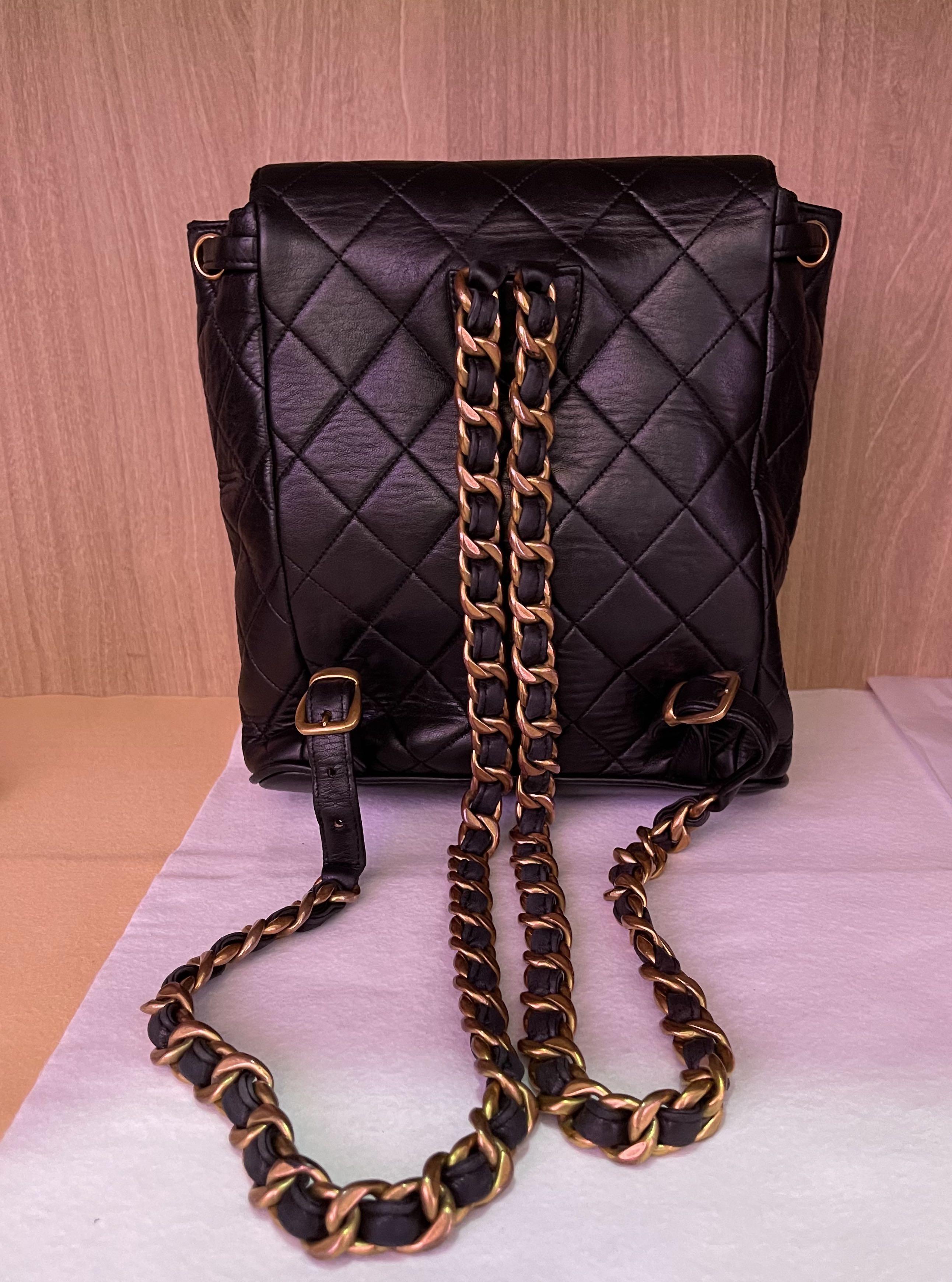 Chanel Black Quilted Glazed Calfskin Mountain Backpack