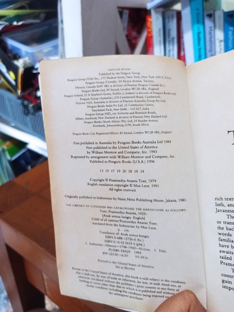 Child Of All Nations Pramoedya Antara Toer, Buku & Alat Tulis, Buku Di  Carousell