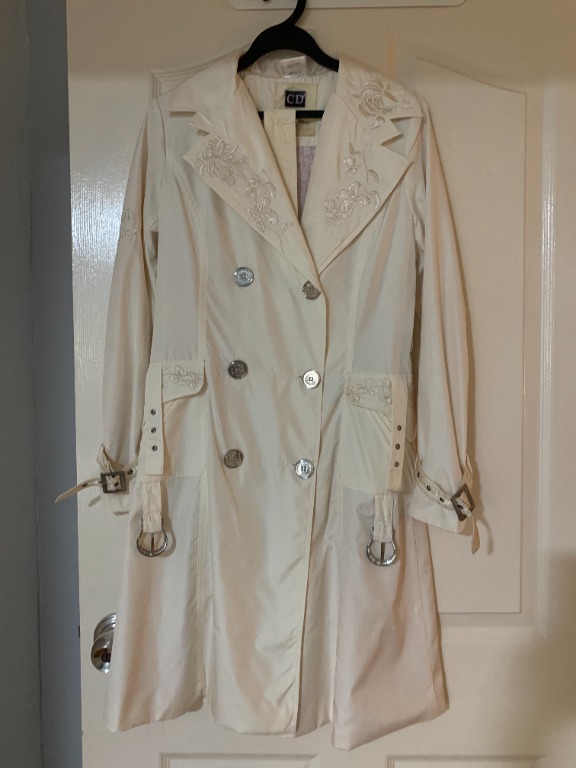 Xmas Sale Christian Dior Trench Coat with Embroidered Flower
