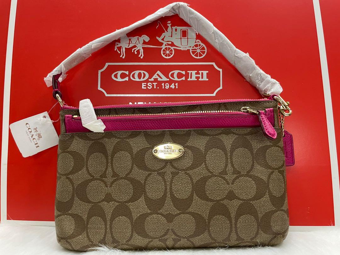 Coach Pop Pouch Buy 1 Take 1 (Category: Luxury Bags & Wallets) located in Manila. Submitted by agsbeagle888 (Listing ID 1148334053, Image 2). Description: Coach F52619 - Signature Pop Pouch in Khaki Pink Ruby Details Signature canvas with leather trim Credit card and multifunction pockets Zip-top closure, fabric lining Strap with clip to form a wrist strap or small top handle Removable pouch 9 (L) x 5 (H) x 1 1/4 (W) Coach F53014 - Pop Pouch in B