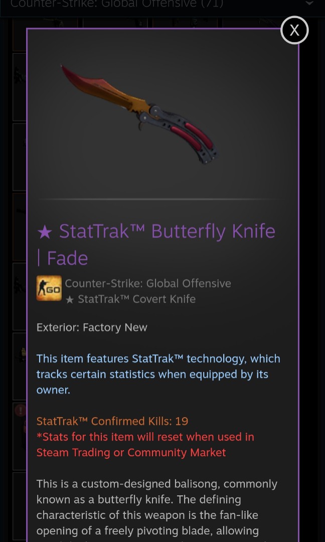 Csgo Butterfly knife fade, Video Gaming, Gaming Accessories, InGame