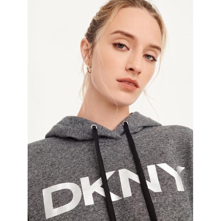 DKNY Exploded Logo Cropped Hoodie, Women's Fashion, Coats, Jackets and ...