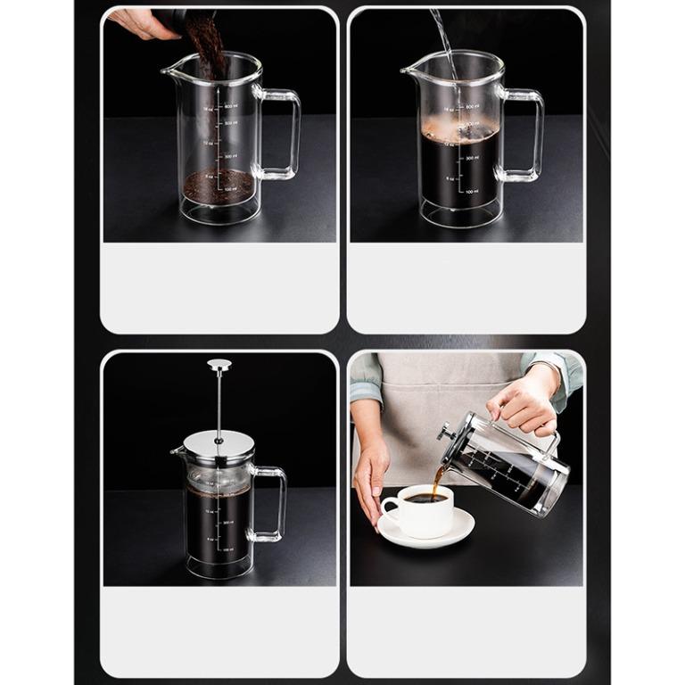 Double Wall Glass French Press Coffee Maker 600m / Coffee Brew