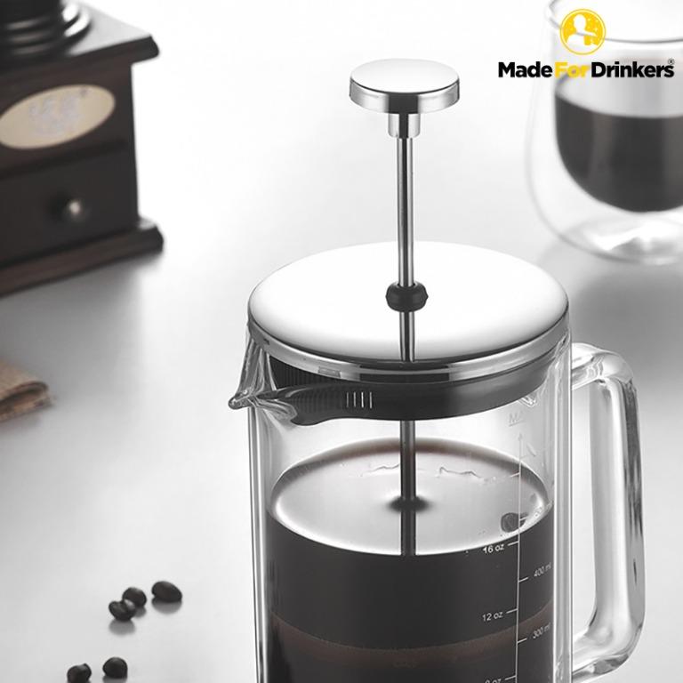 Greater Good. Double Wall Borosilicate Glass French Press with Chrome  Plated Lid - 600 ml