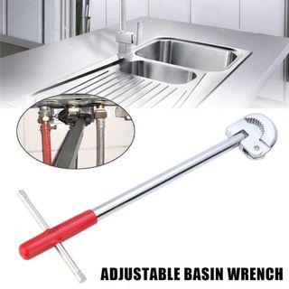 E-shop: Adjustable Basin Wrench Tap Steel Sink Spanner Plumbers for Plumbing Tool