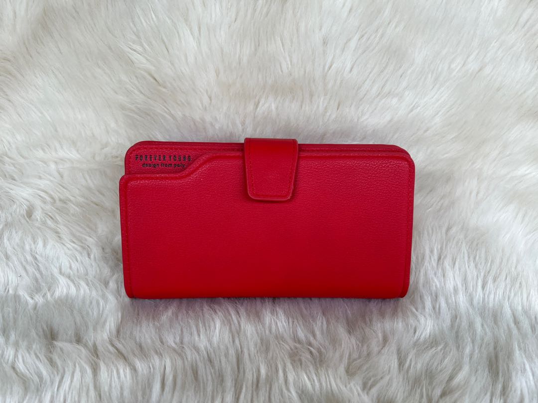 Forever Young Red Long Wallet, Women's Fashion, Bags & Wallets, Wallets & Card holders on Carousell