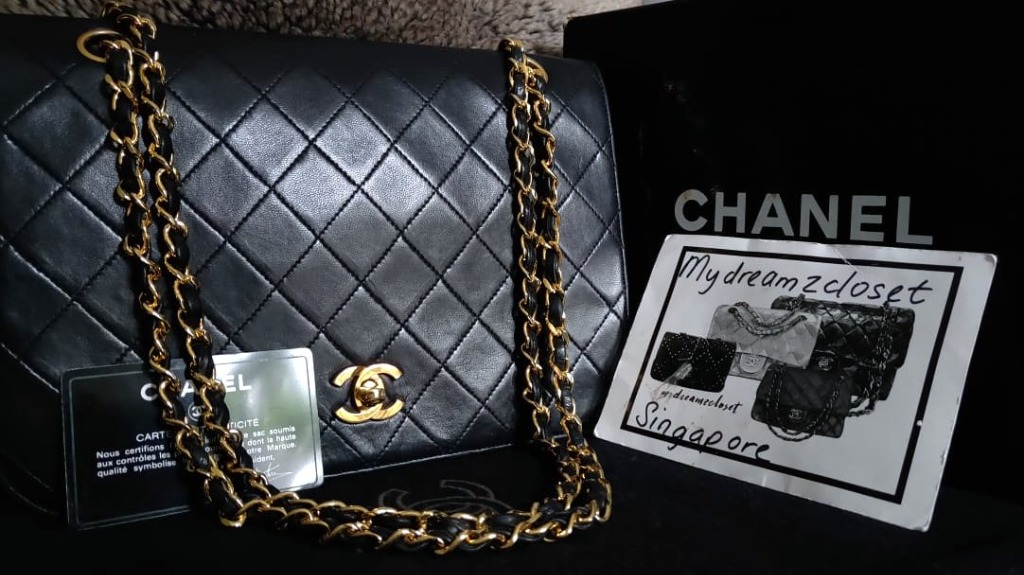 Chanel Classic Vintage Black Calfskin Big CC 24K Gold Chain Shopping Tote L  Bag - My Dreamz Closet