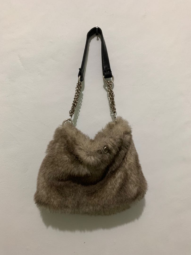 fur shoulder bag, Fesyen Wanita, Tas 