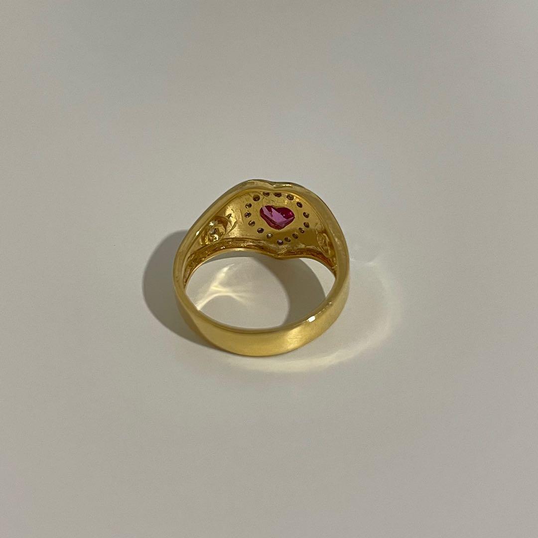 Heart Ring (Category: Rings) located in Cavite. Submitted by nering (Listing ID 1148333970, Image 2). Description: 14k yellow gold .50 ct heart genuine pink sapphire moissanite .25 amethyst moissanite .25 moissanite diamond.