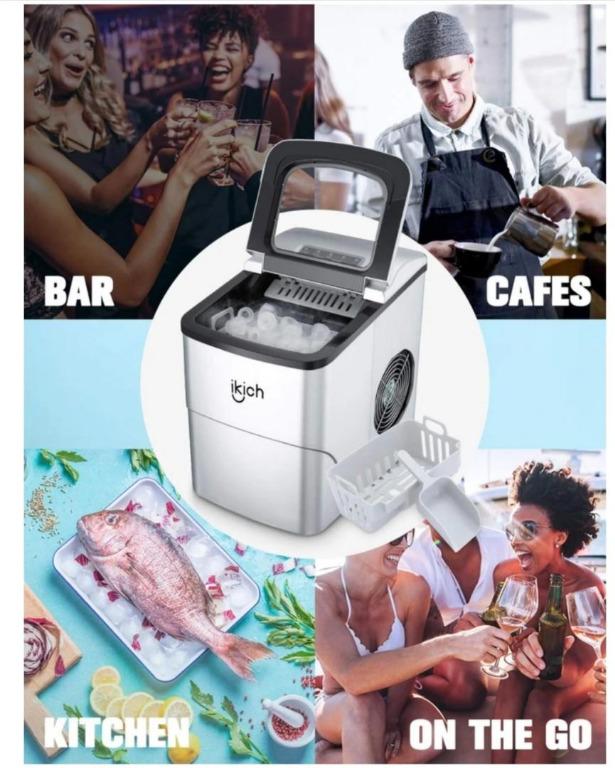 IKICH Ice Maker, Portable Electric Countertop Ice Maker, 6Mins Fast Ice