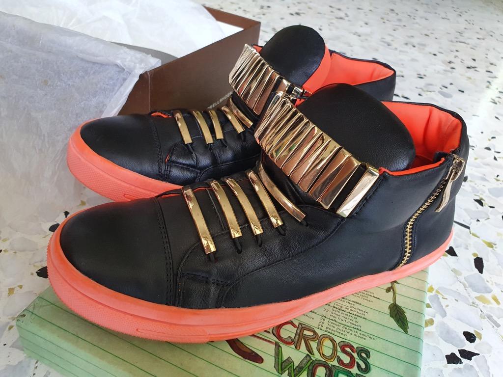 Jeffrey Campbell Patric Low Cut Sneakers Black Orange Size 8