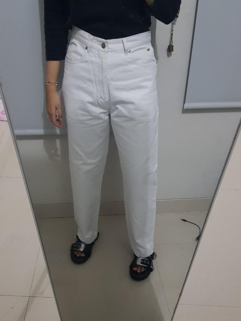 Lacoste white highwaist wide leg jeans 
